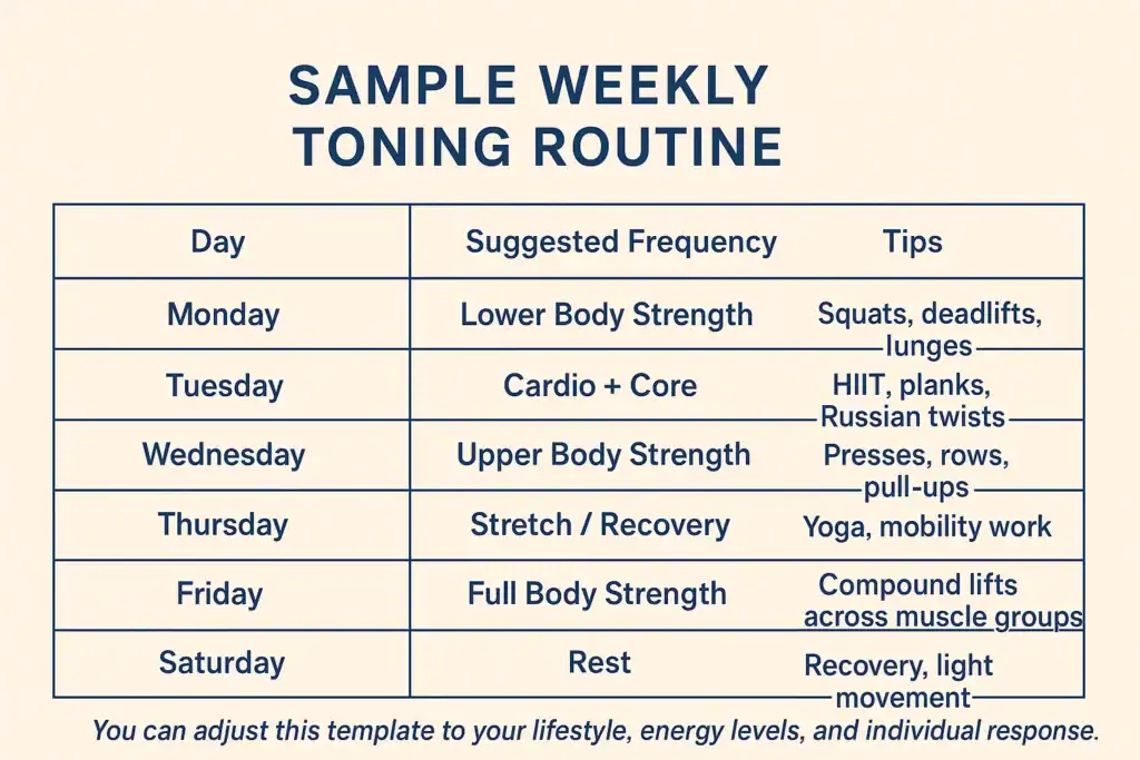 Achieving the Perfect Tone: How Often Should You Exercise for Results? 4 Weekly exercise Sunbury plan graphic